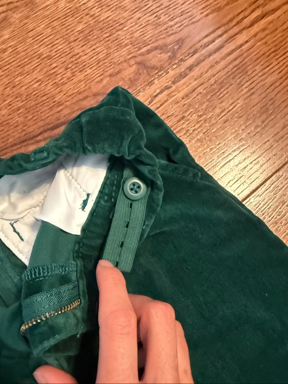 Size 7 boys green velvet dress pants from Gymboree.